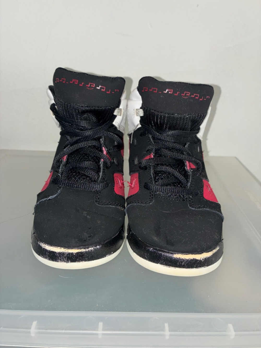 Jordan Kids Black and Pink High-Top Sneakers with White Soles